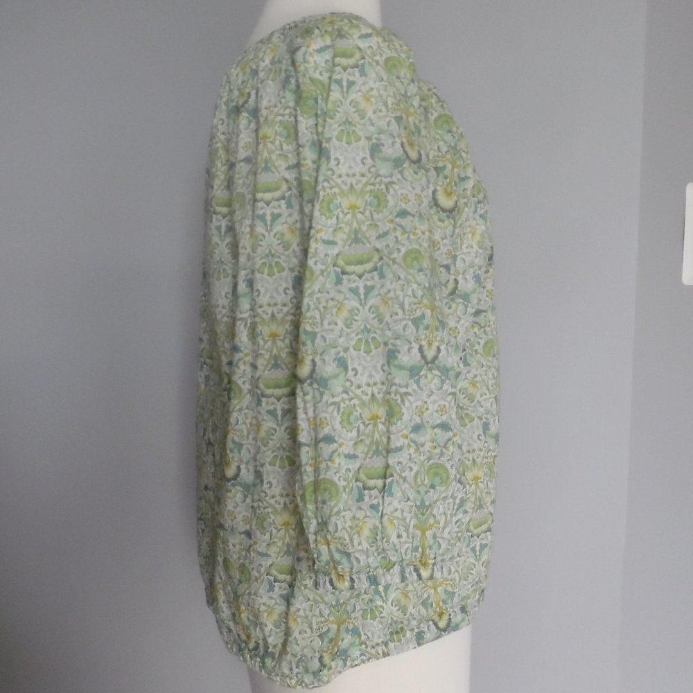 J. Crew Liberty London Peasant Lodden Paisley Cotton Casual Shirt Top Blouse XS - Picture 8 of 12